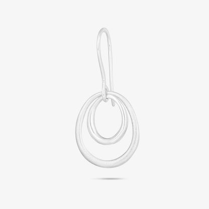 Pure Silver Earrings - Double Ring in Scratch Finish