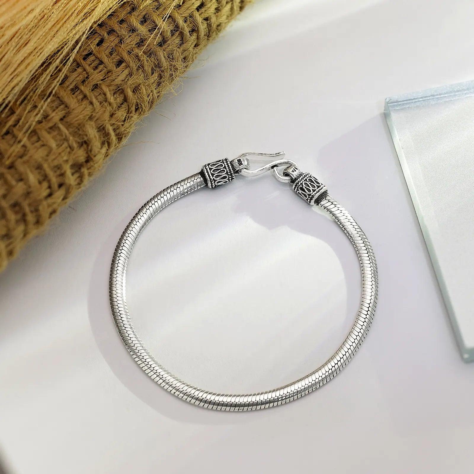 Antique Oxidized Silver Snake Bracelet - Tweov Jewels