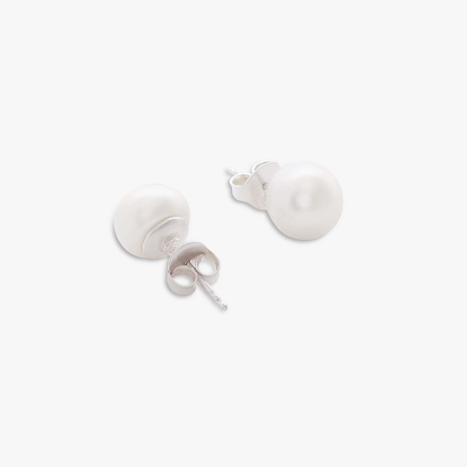 Pure Silver Earrings - Simplistic Daily Wear Pearl Stud - Tweov Jewels