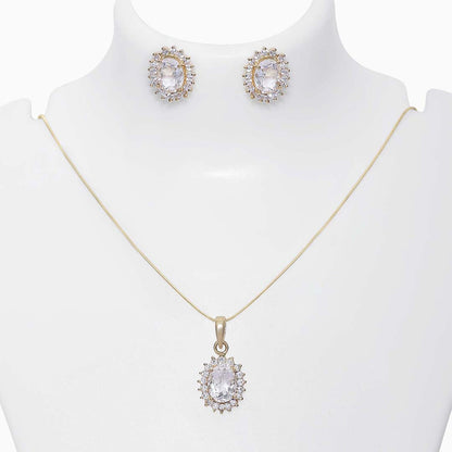 Pure Silver Jewellery Sets - Dazzling American Diamond Pendant Set - Tweov Jewels