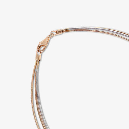 925 Sterling Silver Triple Layer Triple Tone Chain Anklet