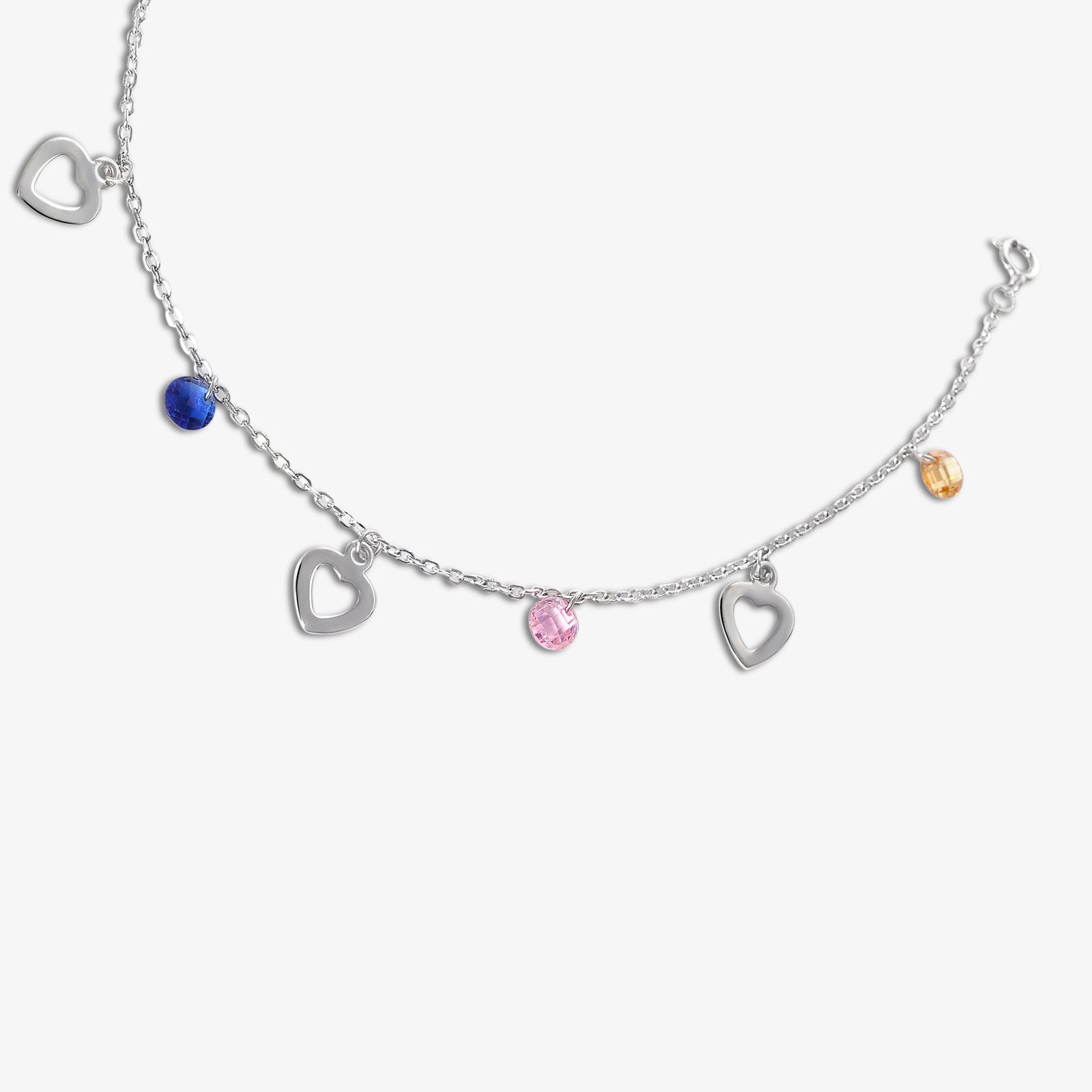 925 Sterling Silver Touchy Heart Silver Anklet