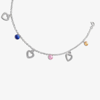 925 Sterling Silver Touchy Heart Silver Anklet
