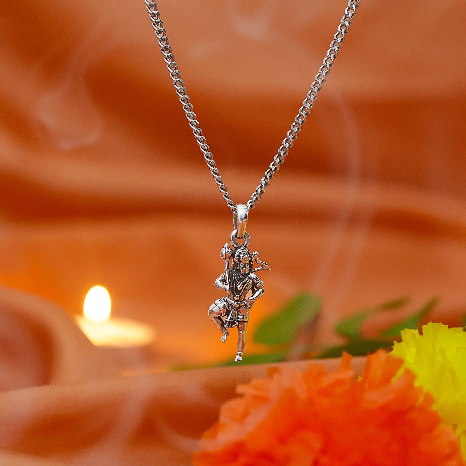 Pure Silver Hanuman Pendant Chain