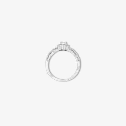 Floral CZ Ring for Women – 925 Sterling Silver Rhodium-Plated