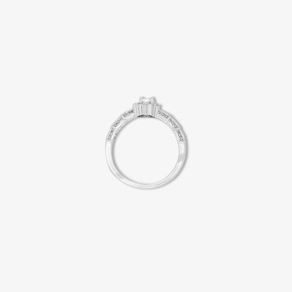 Floral CZ Ring for Women – 925 Sterling Silver Rhodium-Plated - Tweov Jewels