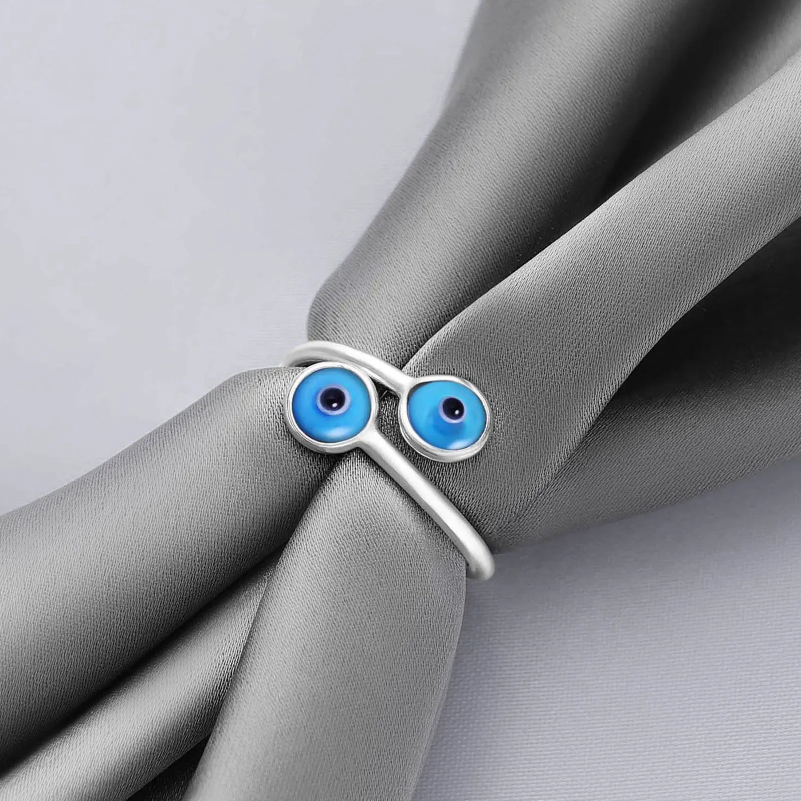 Pure Silver Ring - Empowered With Blue Evil Eye