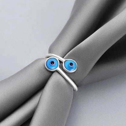Pure Silver Ring - Empowered With Blue Evil Eye