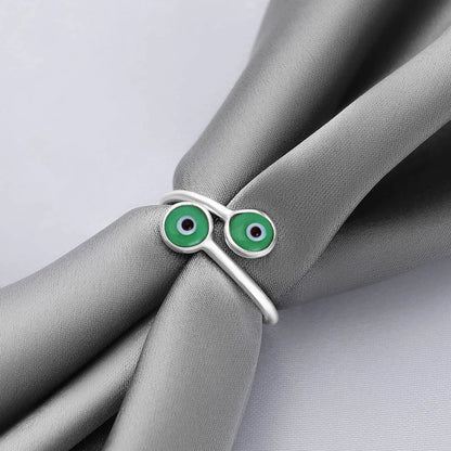 Silver Green Color Evil Eye Ring