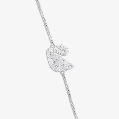 925 Sterling Silver Swarovski Swan Chain Bracelet
