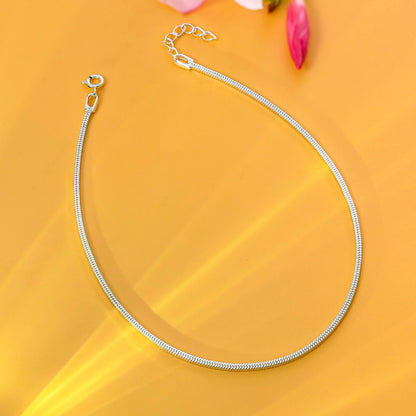 Pure 925 Sterling Silver Flat Snake Chain Silver Anklets