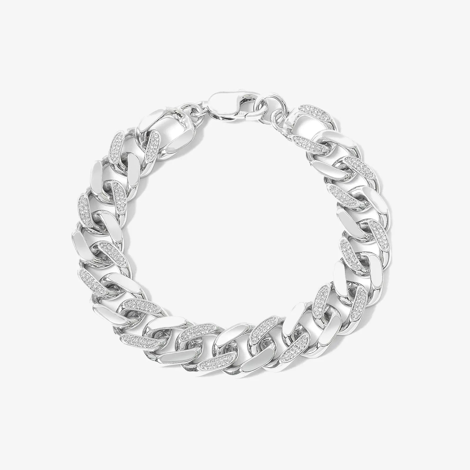 Silver CZ Cuban Chain Bracelet - Tweov Jewels