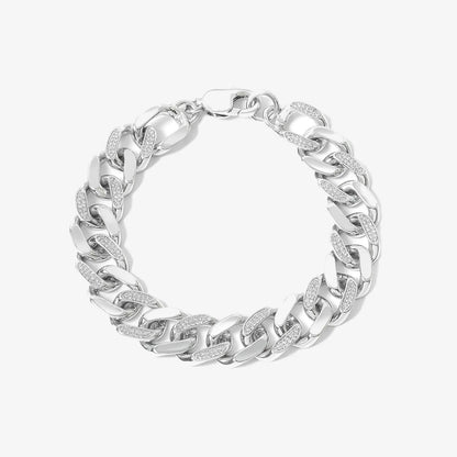 Silver CZ Cuban Chain Bracelet - Tweov Jewels