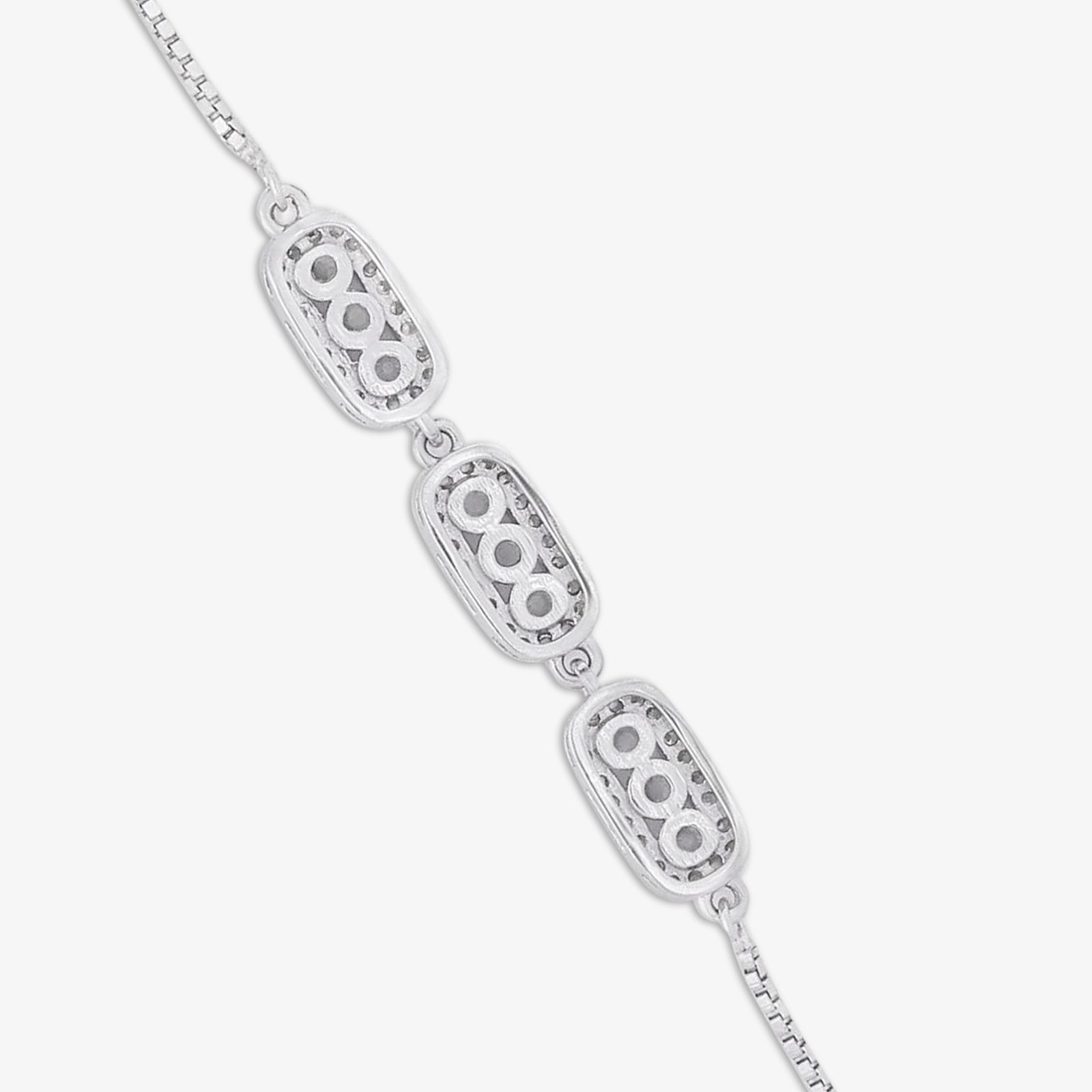 Tweov 925 Sterling Silver White Triple Zircon Chain Bracelet