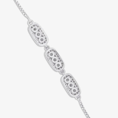 Tweov 925 Sterling Silver White Triple Zircon Chain Bracelet