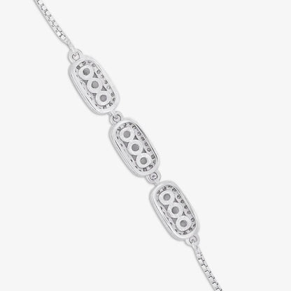 White Triple Zircon Silver Chain Bracelet