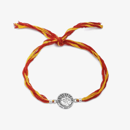 Designer Om Silver Rakhi for Brother