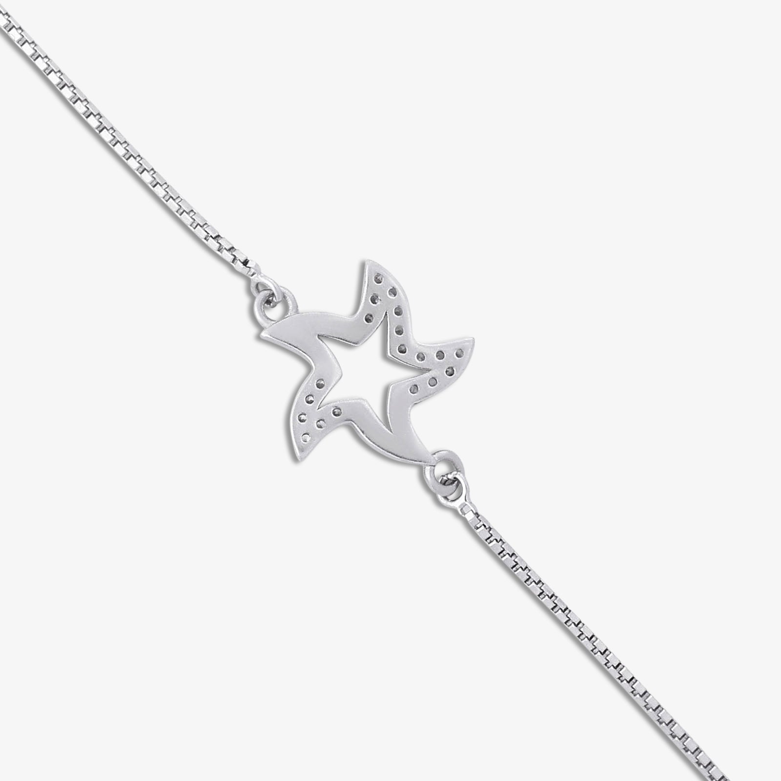925 Sterling Silver Cz Star Design Bracelet
