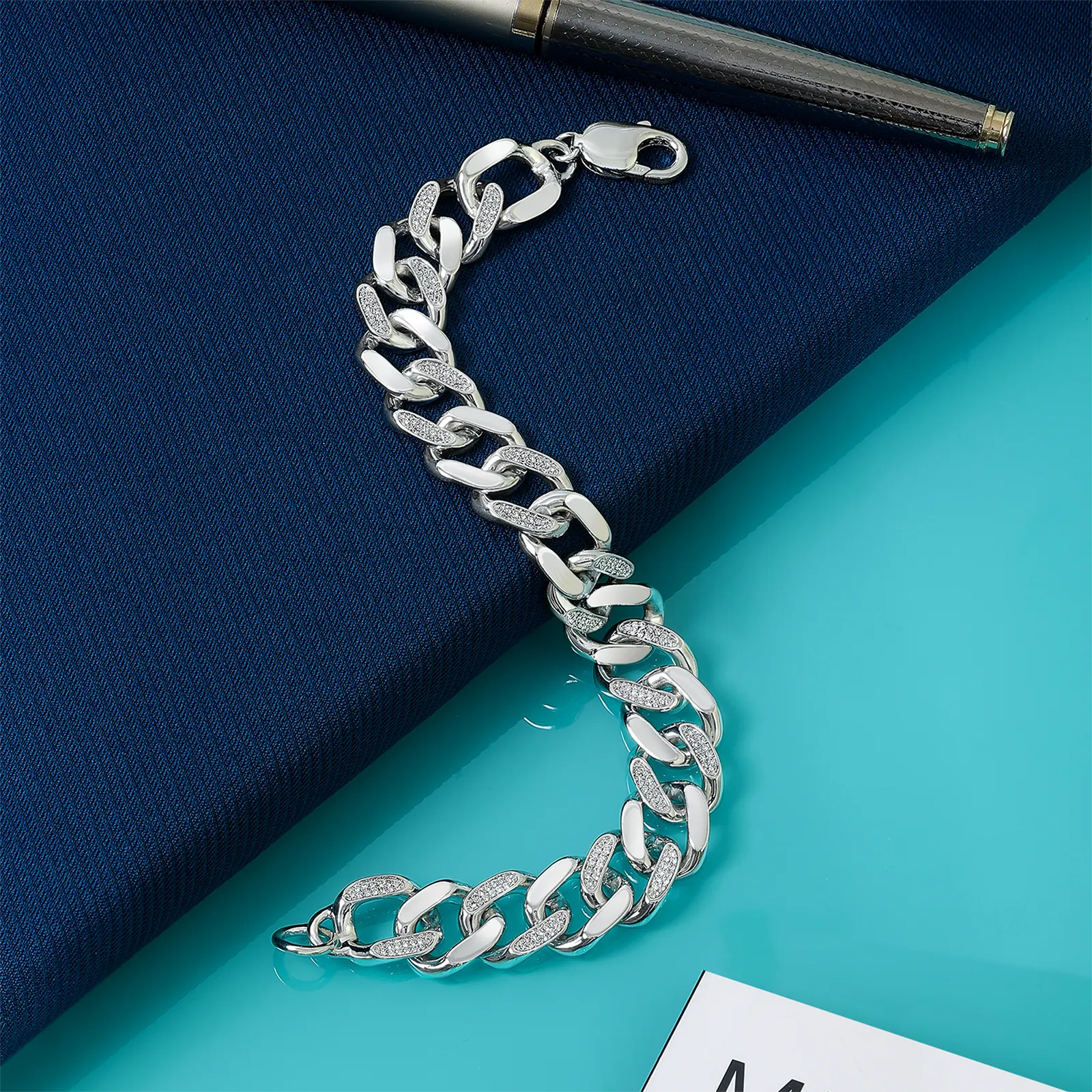 Silver CZ Cuban Chain Bracelet - Tweov Jewels