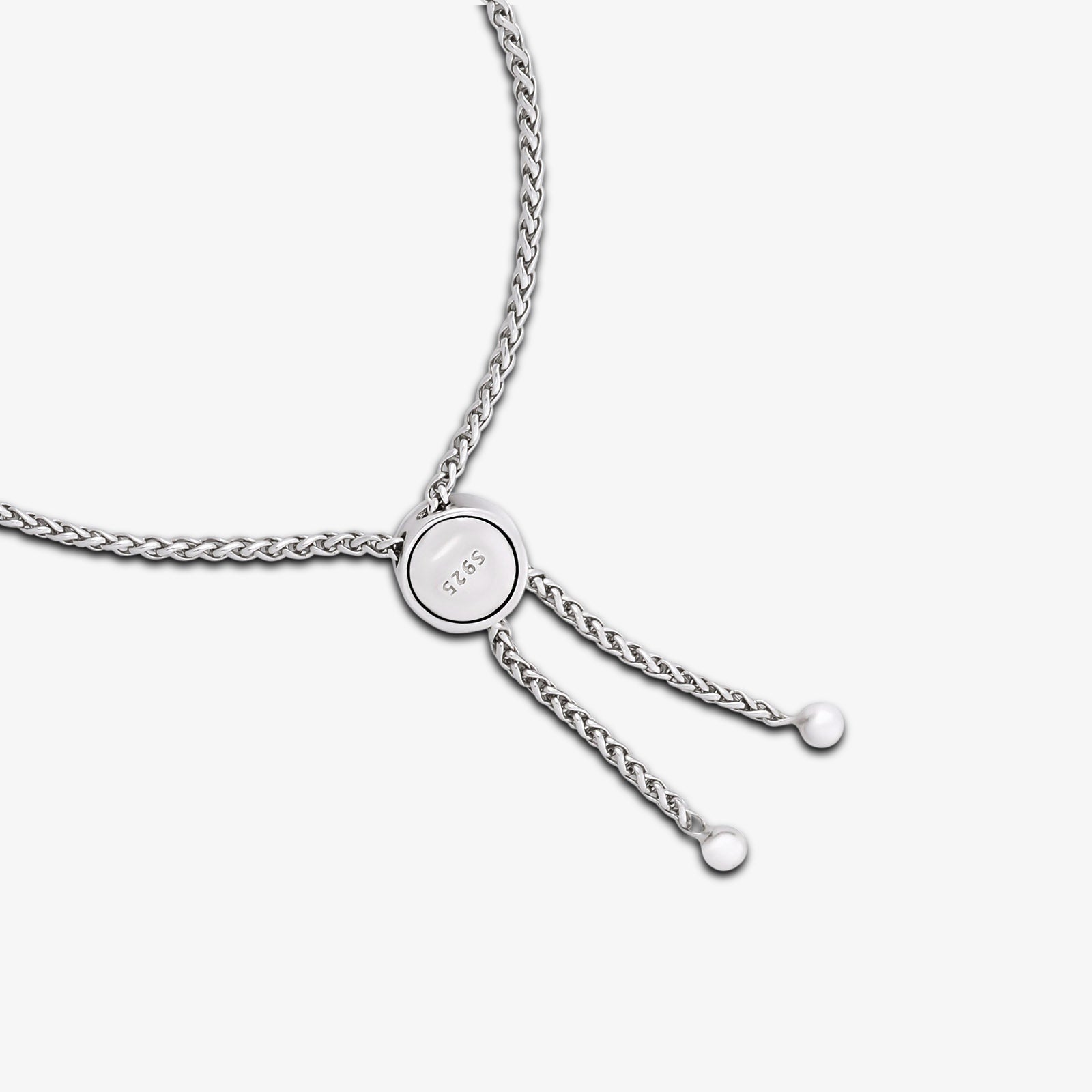 925 Sterling Silver White and Blue Zirconia Heart Chain Bracelet