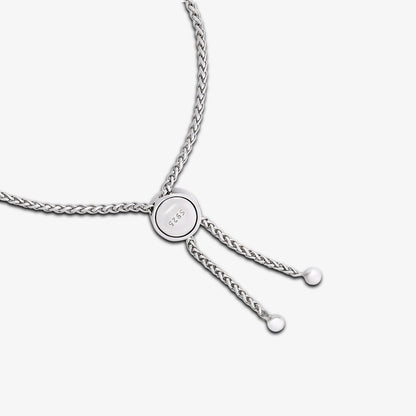 925 Sterling Silver White and Blue Zirconia Heart Chain Bracelet