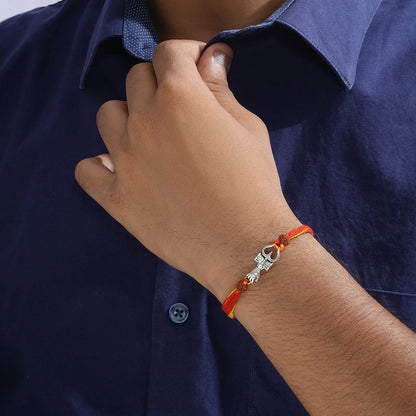 Trishul Damru Silver Rakhi for Brother