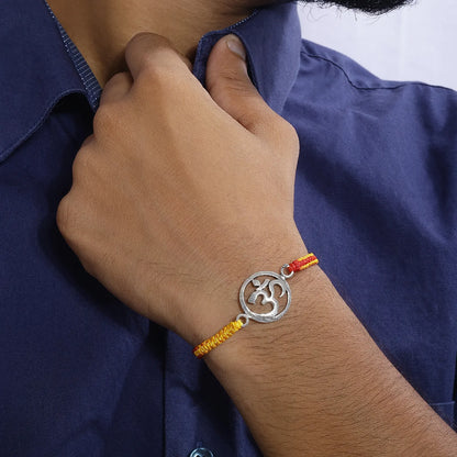 Silver Om Rakhi for Brother