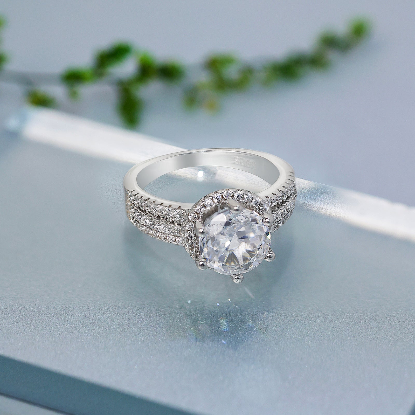 White Zircon Silver Ring for Women