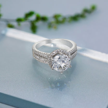 White Zircon Silver Ring for Women