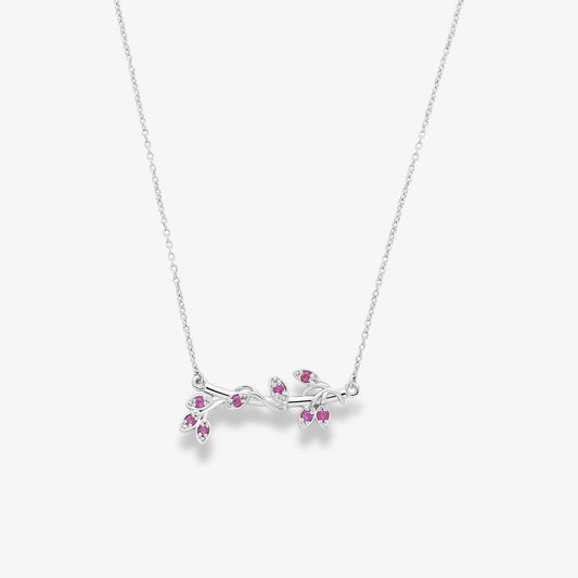 Ruby Vine Necklace For Women – 925 Sterling Silver Rhodium Plate