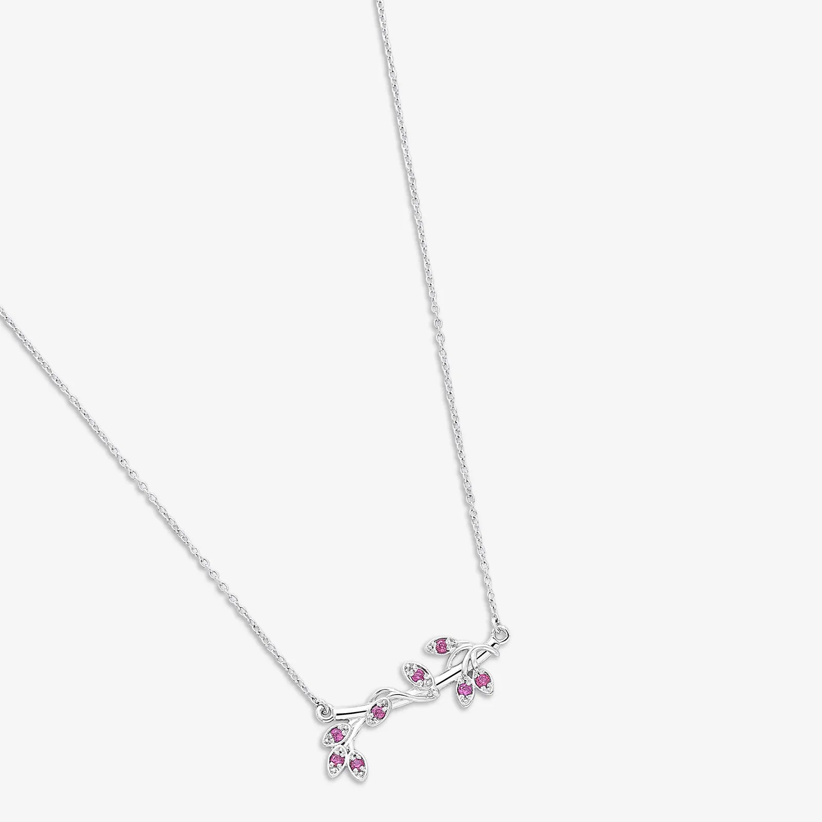 Silver Pink Leaf Chain Necklace - Tweov Jewels