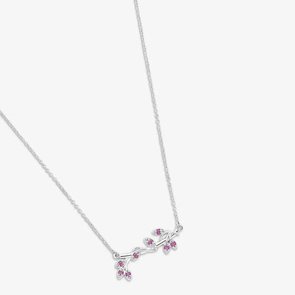 Silver Pink Leaf Chain Necklace - Tweov Jewels