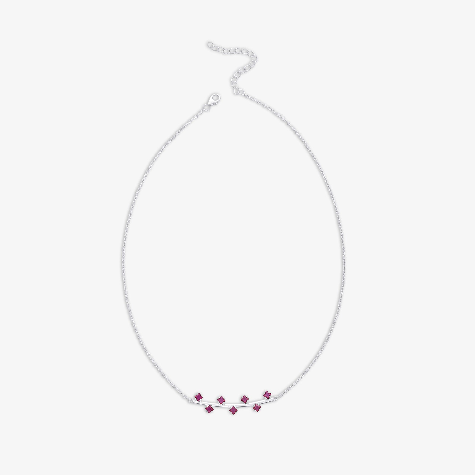 Red Ruby Necklace For Women - 925 Sterling Silver Rhodium plated
