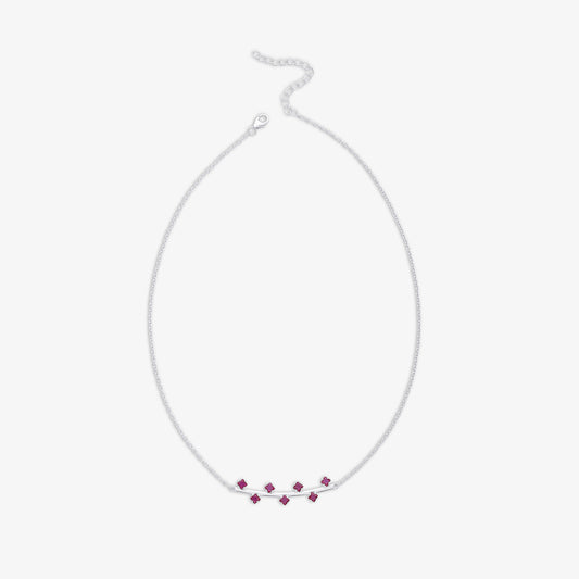 Red Ruby Necklace For Women - 925 Sterling Silver Rhodium plated