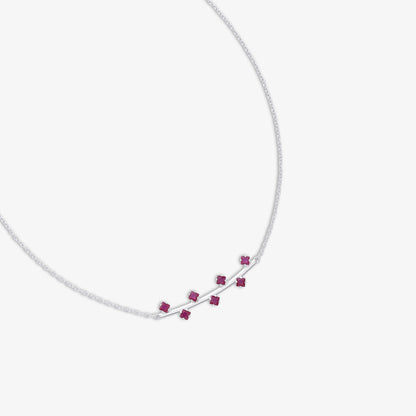 Red Ruby Necklace For Women - 925 Sterling Silver Rhodium plated