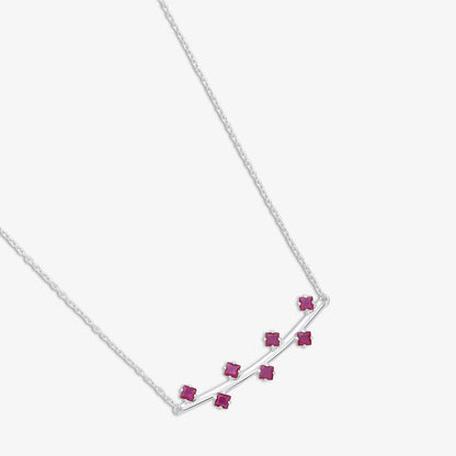 Red Ruby Necklace For Women - 925 Sterling Silver Rhodium plated