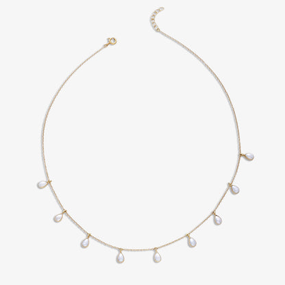 Pure Silver Necklace - Opulent Aurora Rose Gold Pearl Chain