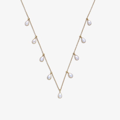 Pure Silver Necklace - Opulent Aurora Rose Gold Pearl Chain