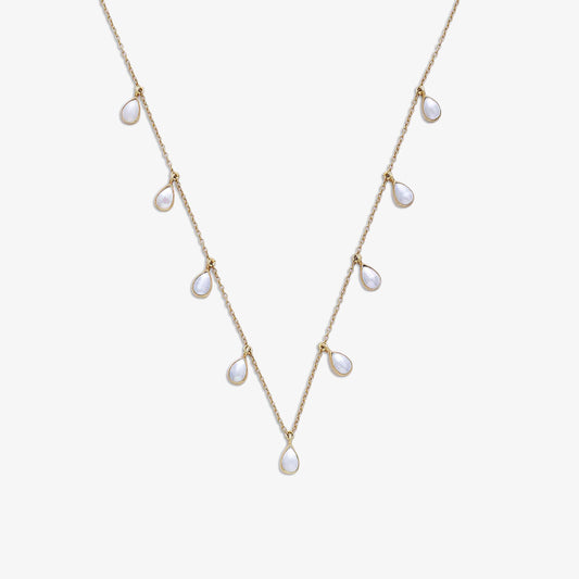 Pure Silver Necklace - Opulent Aurora Rose Gold Pearl Chain