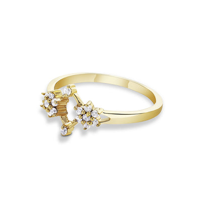 Pure Silver Ring - Golden Celestial Duo Model