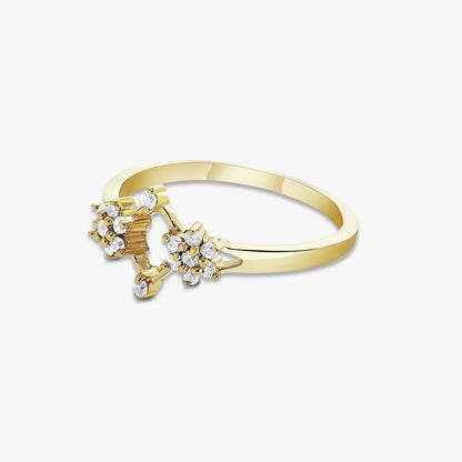 Gold Plated Silver Duo Flower Ring