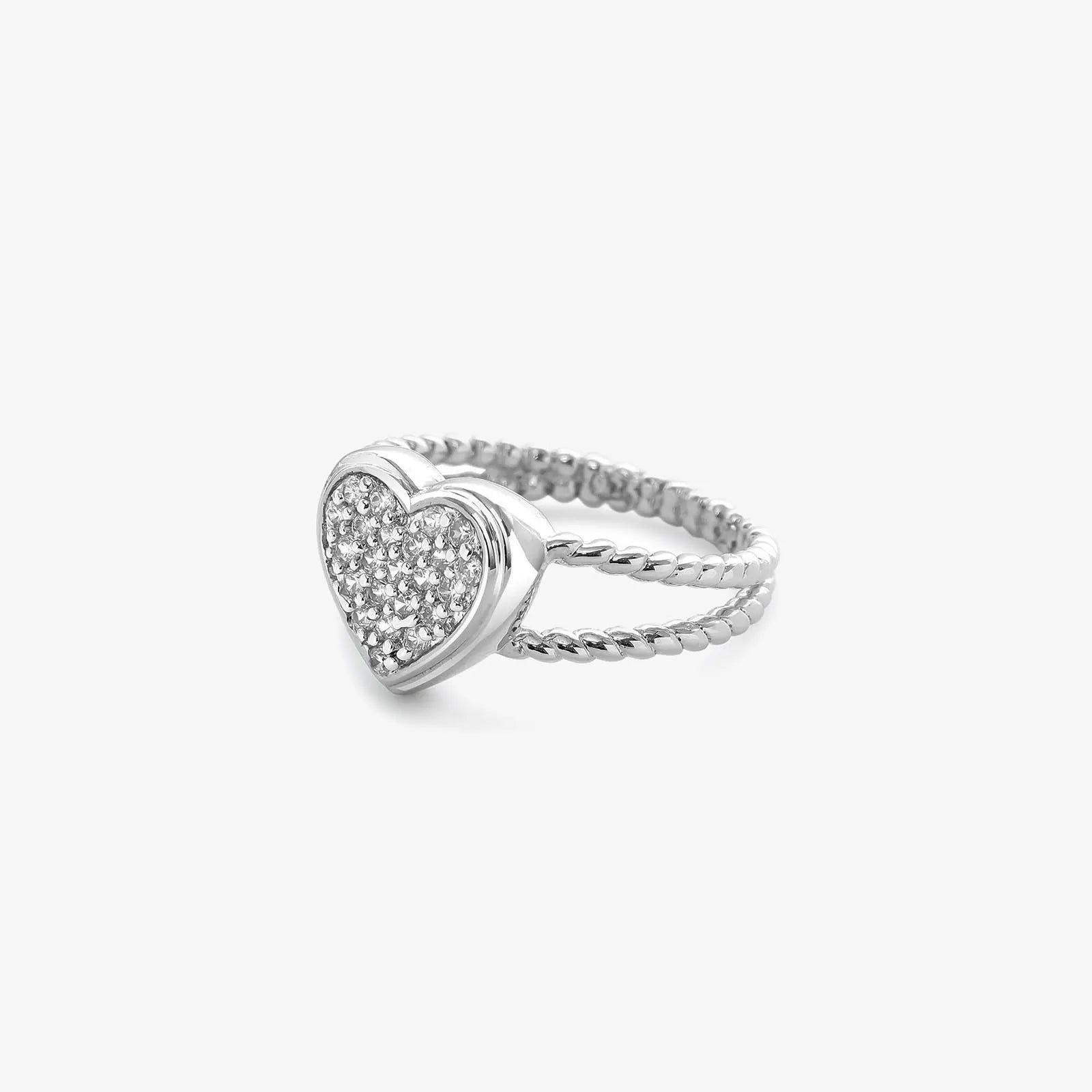 Zircon Heart Silver Ring