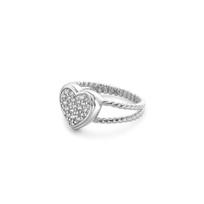 925 sterling silver cz studded heart ring - Tweov Jewels