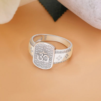 Silver Classic Om Men's Ring