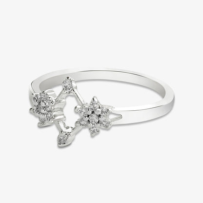 Pure Silver Ring - Starry Sleek Ring With CZ Stones