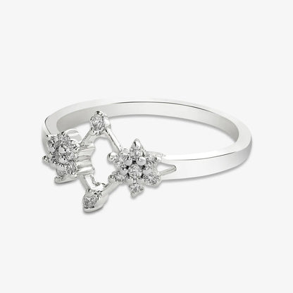 Silver Duo Flower Ring