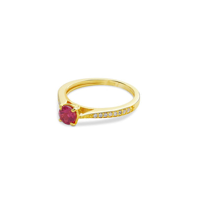 Golden Eternal Cubic Zirconia Ruby Charm Ring