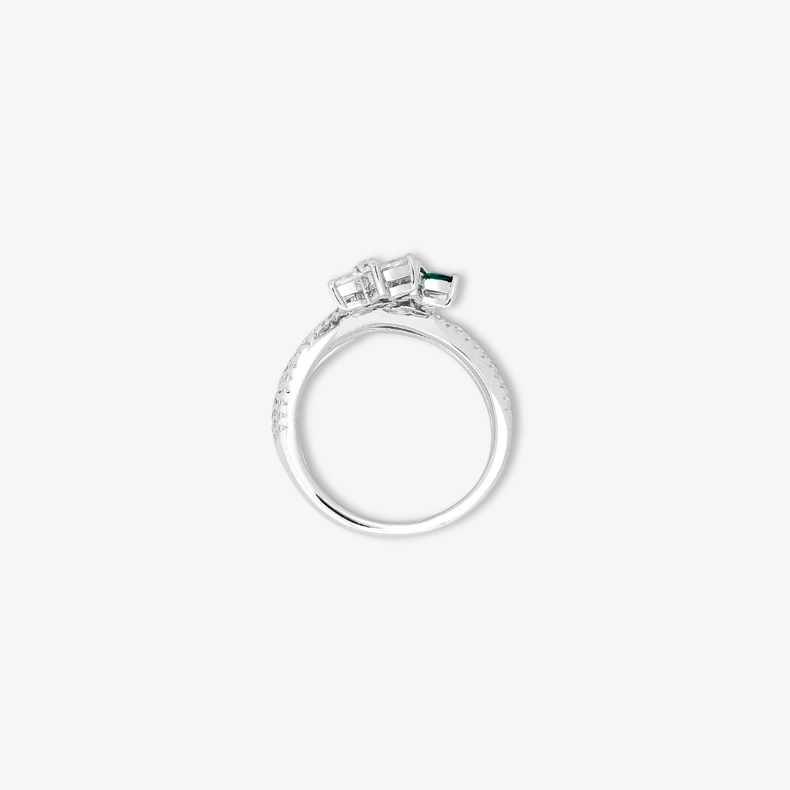 925 Silver Green & White CZ Floral Ring for Women