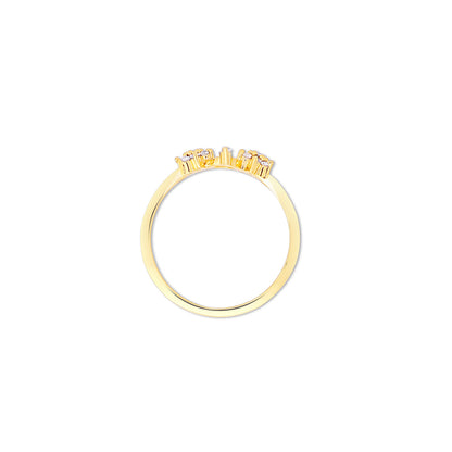 Pure Silver Ring - Golden Celestial Duo Model