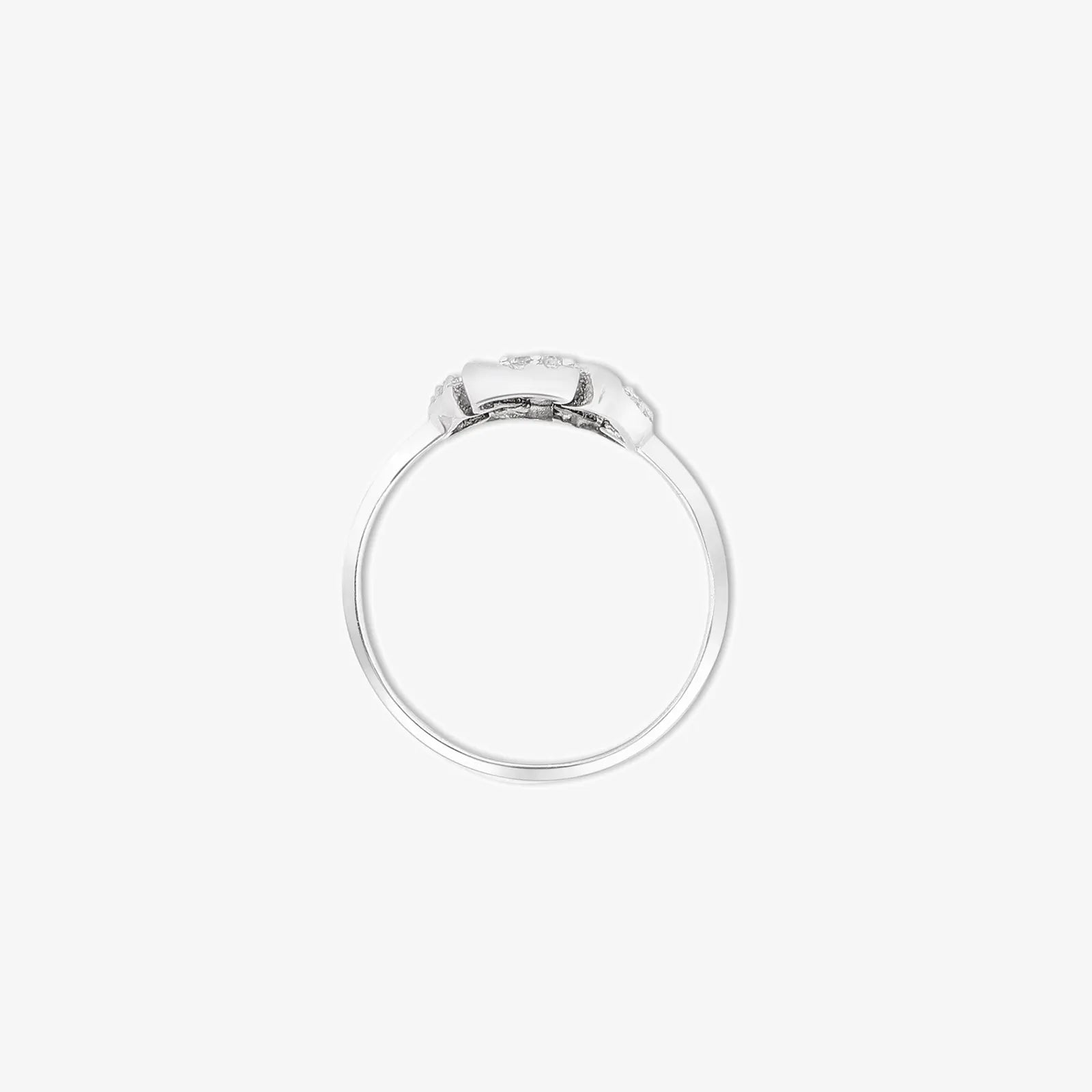 Trendy Floral CZ Silver Ring